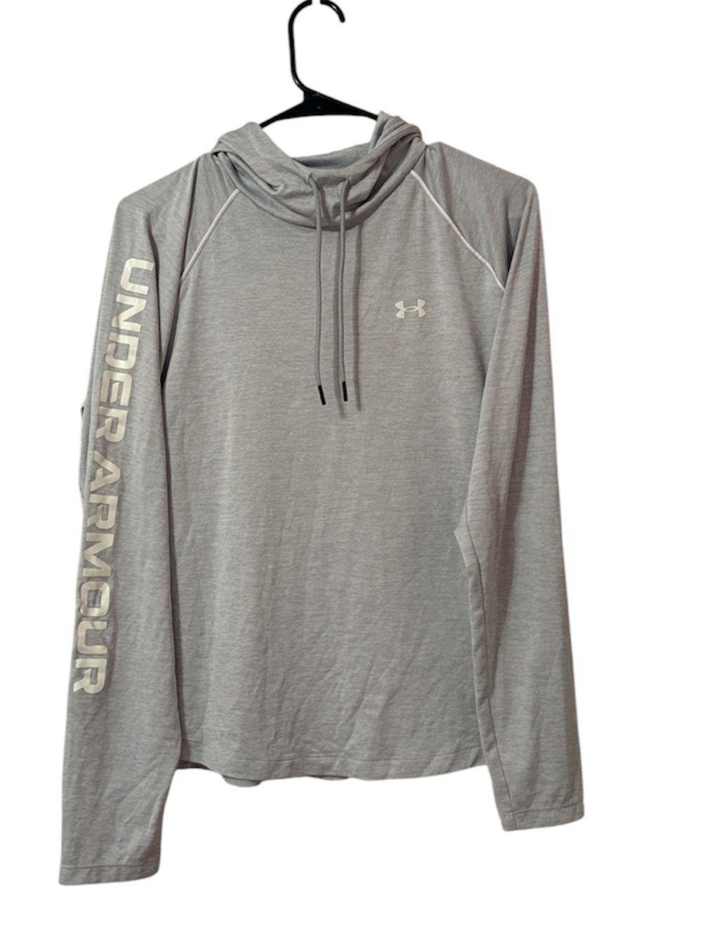 Under Armour Light Gray Velocity Wordmark Lightweight Athletic Hoodie